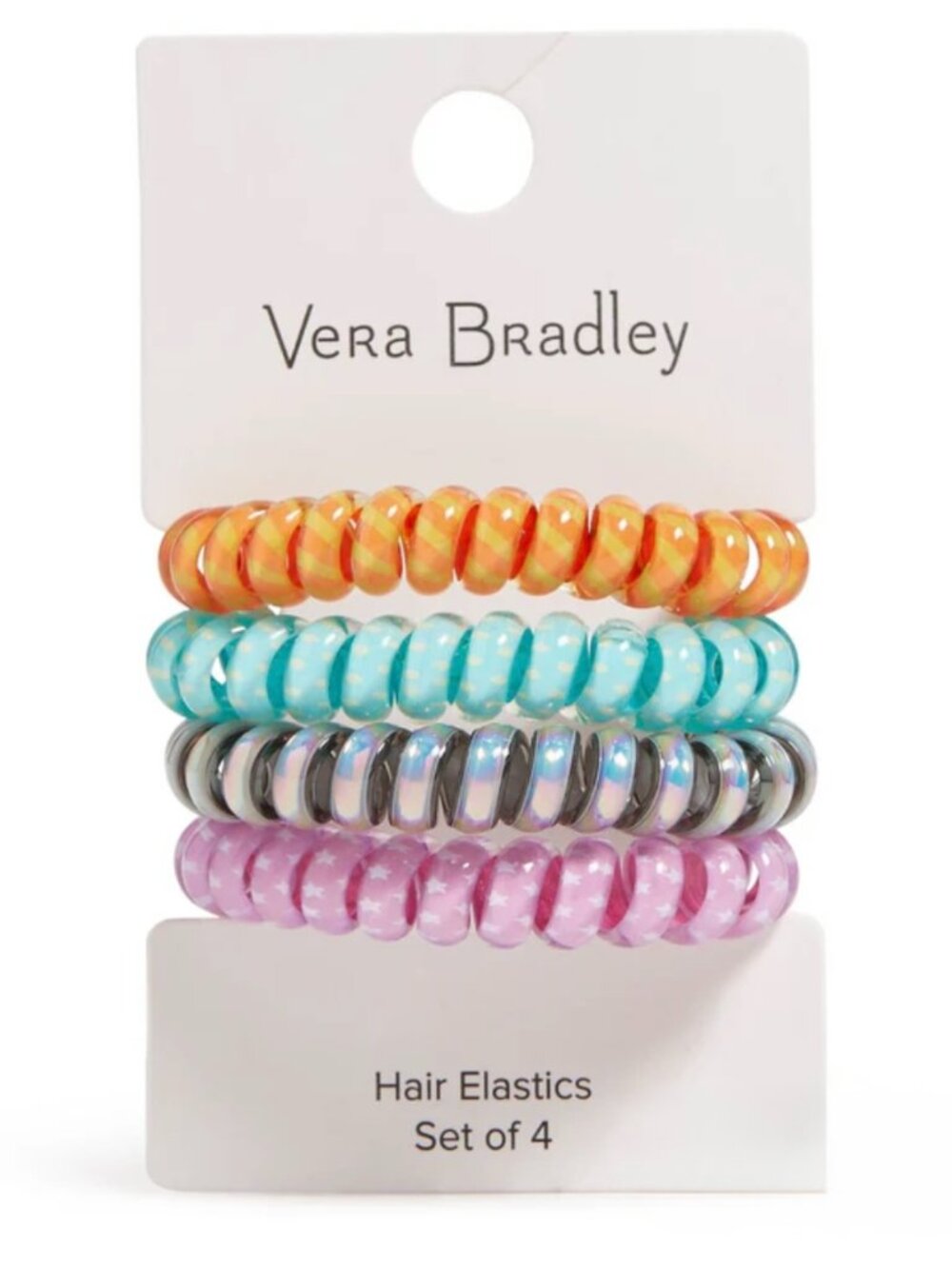 NWT - Vera Bradley Spiral Hair Elastics - 4 Pack - Sunny Medallion